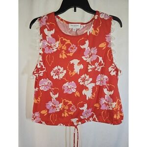 Marc New York Jeans Red Floral Tassel‎ Trim Tank Top  – Size Large Cruisewear